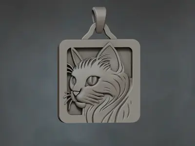 Stylish Cat Pendant Necklace  3D print model