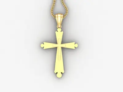 Light Gold 18K Cross Pendant 2CP054 3D print model