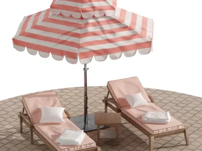 Beach lounge outdoor set 9 3D model