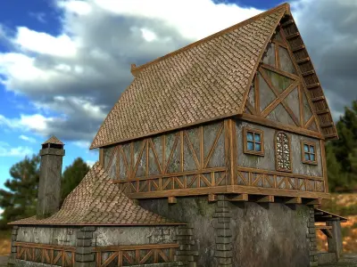 village house Low-poly 3D model get