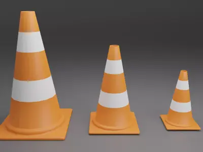 Traffic Cones Low-Poly Free low-poly 3D model