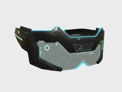 SciFi Glasses F02 Black Blue - Character Design Fashion Low-poly 3D model