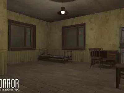 Horror - modular interiror and props Low-poly 3D model