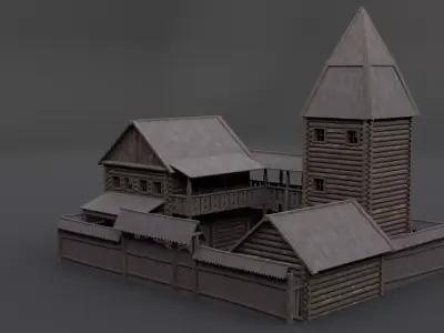 Medieval Mansion Low-poly 3D model