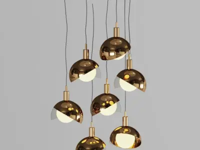 Hanging Lamp Half Closed Balls 3D model