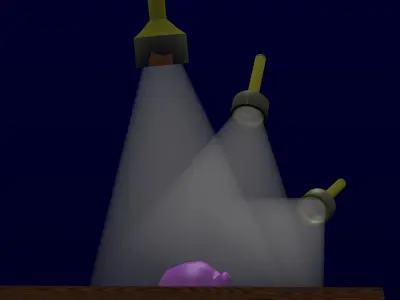 Flashlight elephant on wooden platform Free 3D model