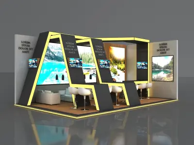 Booth Exhibition Stand Stall 8x5m Height 360 cm 2 Side Open 3D model