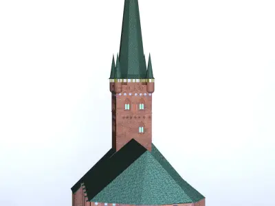 Church with roof 3D model