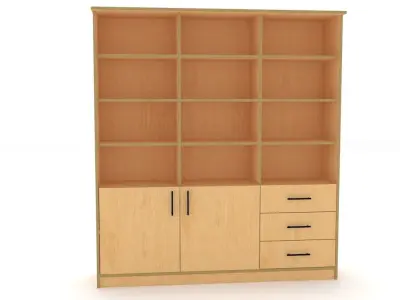 bookshelf 3 cover2 drawer3 plywood Low-poly 3D model
