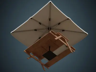 Patio Umbrella 1A Low-poly 3D model