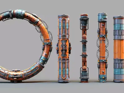 Sci-fi Pipe Low-poly 3D model