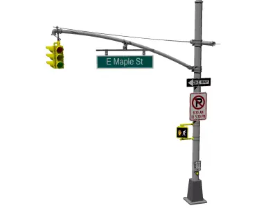 Traffic Light Low-poly 3D model