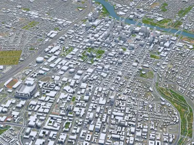 Austin Downtown Texas USA Low-poly 3D model