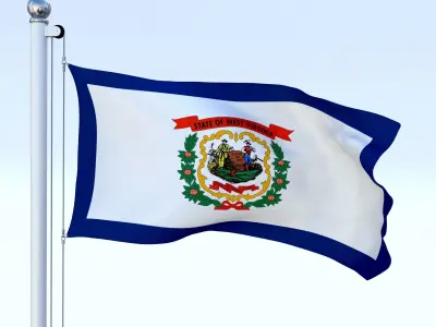 Animated West Virginia Flag Low-poly 3D model