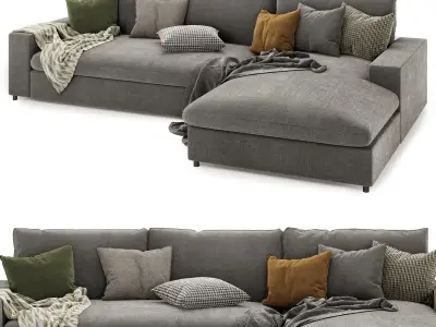 L Shaped Sectional Sofa Right Hand 3D model