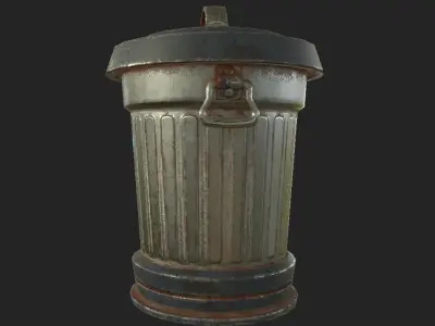 Metal Trash Can Cool stylized Bags Low-poly 3D model Low-poly 3D model