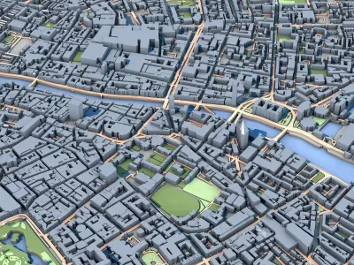 Dublin City Ireland 3D City Map Model 3D model