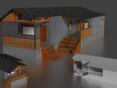 Rumah kayu 001 3D model