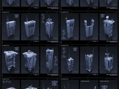 FUTURISTIC CITY Sci-Fi Buildings 3D V1 3D model