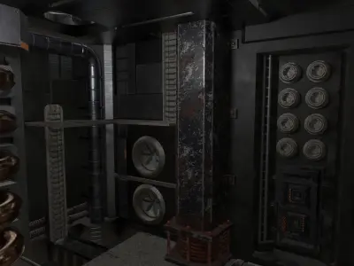 Sci-fi elevator environment asset pack Low-poly 3D model