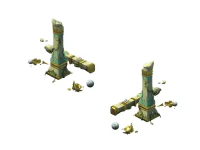 Game Model - Garden - Eroded Clouds Column 02 3D model