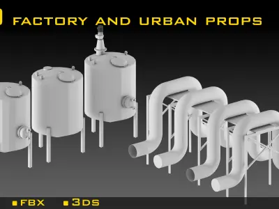 Factory and Urban Props- Vol 02 Low-poly 3D model
