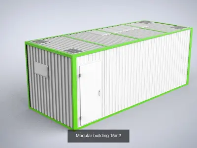 Four Modular buildings 15m2 3D Model Pack