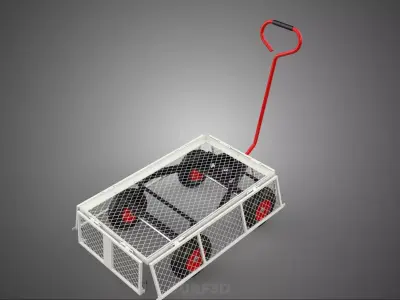 COMPACT FOLDING METAL GRID SIDE MESH TROLLEY CART WAGON DOLLY 4W 3D model