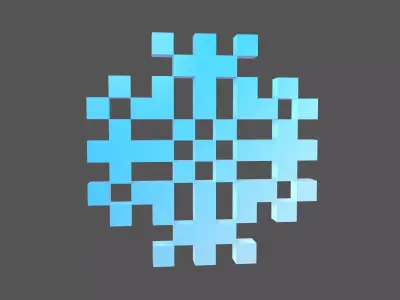 Pixel Snowflake v2 004 Low-poly 3D model