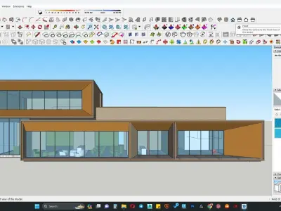 Modern office building with interior detail 3D model