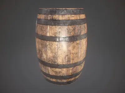 Barrel wooden Low-poly 3D model