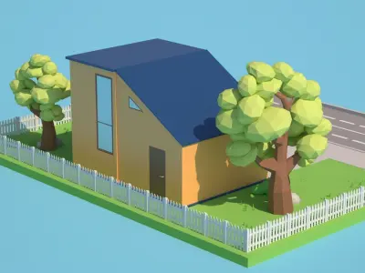 Cartoon Style House Low-poly 3D model