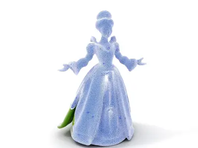 Elegant Queen Character Model in Green Dress Rigged and Animated Low-poly 3D model