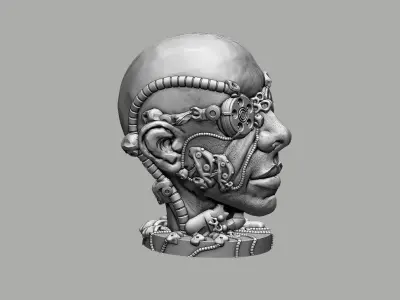 Robot human head Headphone Stand  Cyborg Headset Stand 3D print model