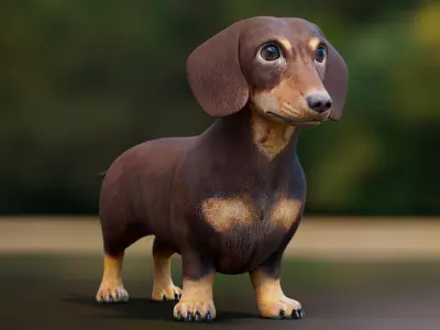  Dachshund Low Poly - Game Ready 