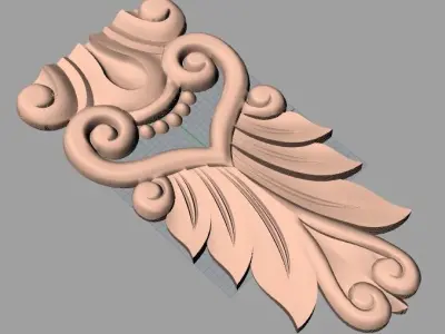 Door Post flower 3D STL Model for CNC Router Carving E968 3D model