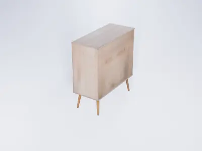  Low Poly Wooden Cabinet - Classic Openable Storage Unit 3D model