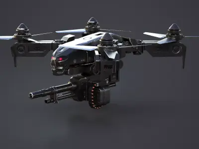 Futuristic Military Attack Drone Low-poly 3D model