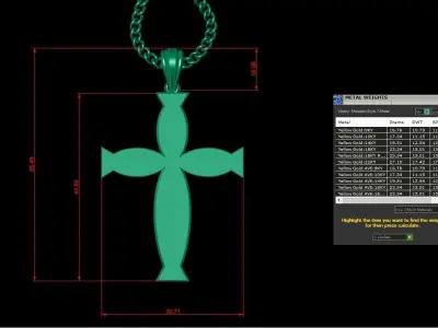 Light Gold 18K Cross Pendant 1CP063 3D print model