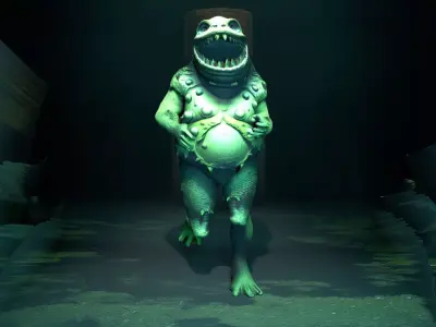 Swamp Monster with Algae Low-poly 3D model