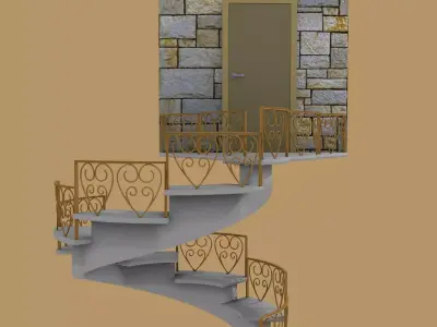 3 stairs spiral staircase 3D model