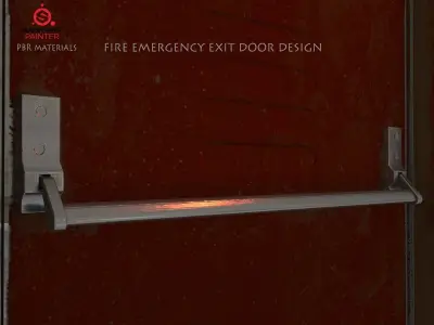  Emergency Fire Exit Door Low-poly 3D model