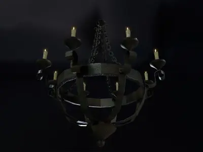 Medieval Chandelier 03 Low-poly 3D model
