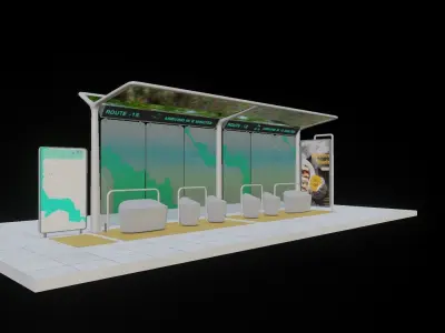 Modern Bus Station Low-poly 3D model