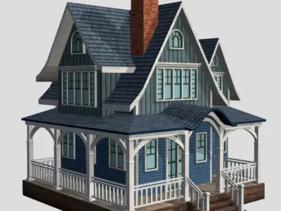 American Style Cottages - Town Houses Models 3D Model Pack