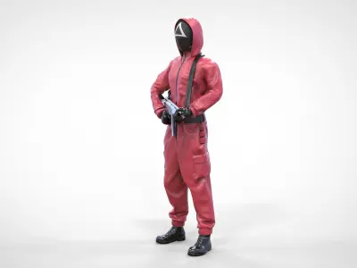 N2 Squid Game Pink Soldier armed 3D print model