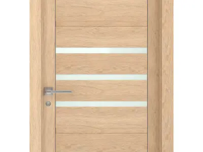 Door-056 wooden door with glass panels 3D model