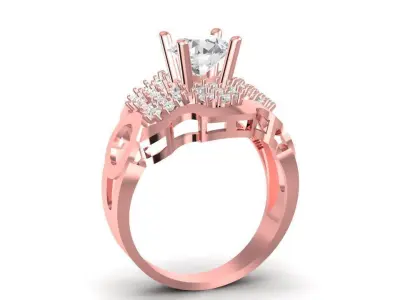 Cluster Diamond Engagement Ring  2011 3D print model