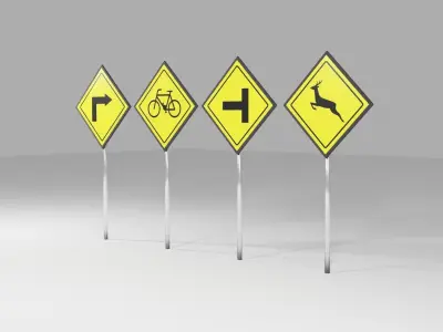 Road Signs Low Polly Game Ready  Free low-poly 3D model