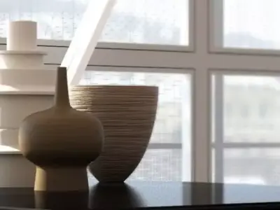 Dining Set 5 leather chair - 3D model